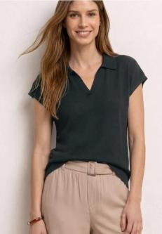 Dropped Shoulder Poloshirt im Strick-Look in Oftringen - Bild 1