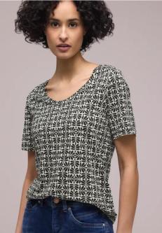 Kurzarm T-Shirt mit gerundetem V-Neck in Luzern - Bild 1