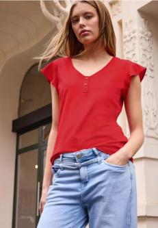 Shirt mit V-Neck und Volant-Ärmeln in Solothurn - Bild 1