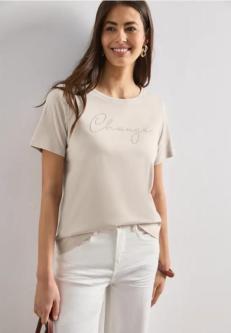T-Shirt mit Rundhals und Wording Artwork in Bern - Bild 1